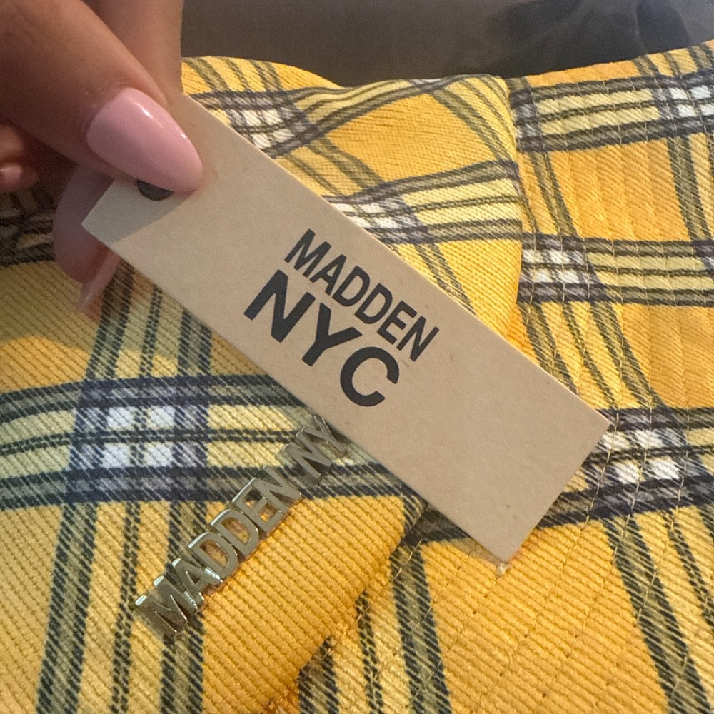 NWT Madden NYC Yellow Plaid Bucket Hat - Picture 2 of 4